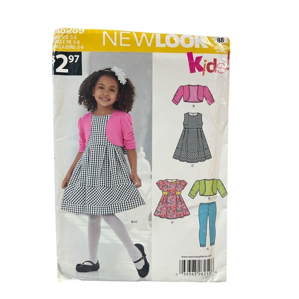 New Look A6259 Kids Dress‎ Jacket Leggings Pattern US Sizes 3-8 Modern
